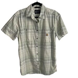 Carhartt Rugged Flex Short Sleeve Relaxed Fit Button up size medium green check